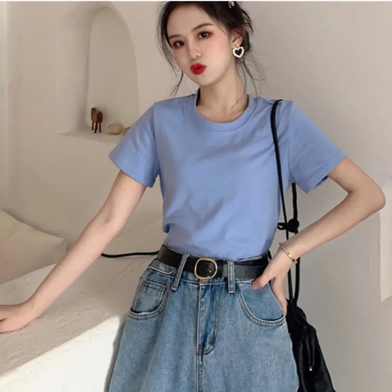 Korean candy round neck short sleeve top women's loose top with base coat spring new style foreign style short sleeve T-shirt
Korean candy round neck short sleeve top women's loose top with base coat spring new style foreign style short sleeve T-shirt