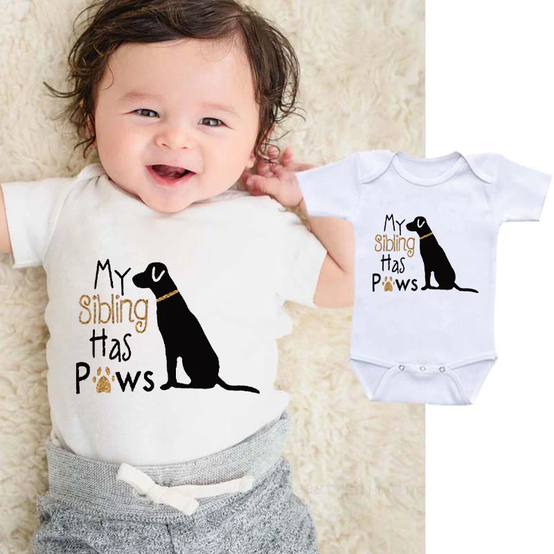 My Sibling Has Paws Letters Graphic Printed Toddler Infant Baby Boys Girls Short Sleeve Cute Dog Romper Jumpsuit Clothes Outfits
My Sibling Has Paws Letters Graphic Printed Toddler Infant Baby Boys Girls Short Sleeve Cute Dog Romper Jumpsuit Clothes Outfits