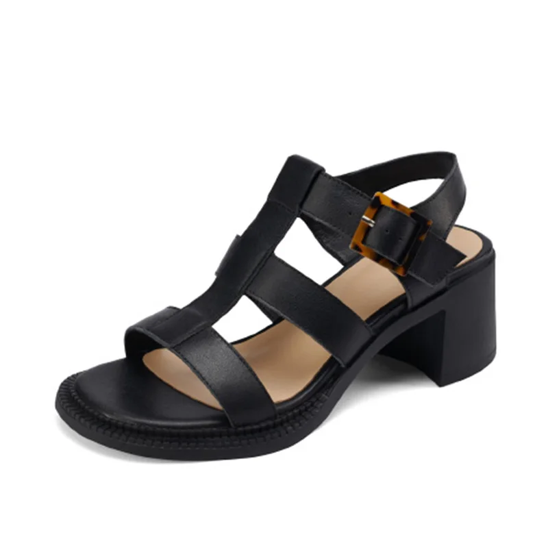 New Genuine Leather Sandals Women Square High Heels Fashion Summer Sandals Simple Buckle Party Casual Shoes
New Genuine Leather Sandals Women Square High Heels Fashion Summer Sandals Simple Buckle Party Casual Shoes