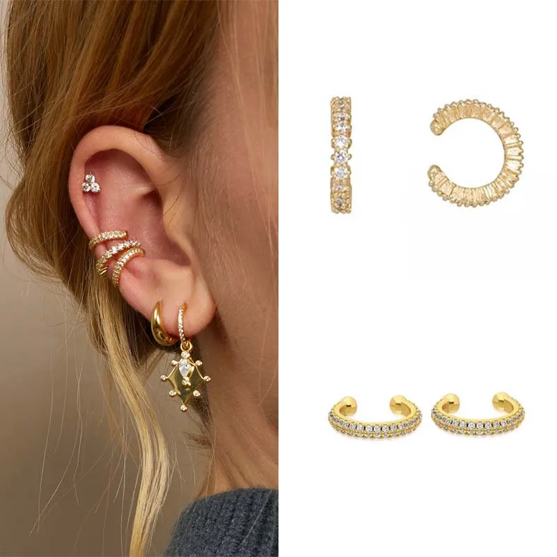 Silver Gold Plated Jewelry Big Clip Stud Earrings for Women Flower Round Cubic Zirconia Piercing Ear Cuffs Men Wholesale
Silver Gold Plated Jewelry Big Clip Stud Earrings for Women Flower Round Cubic Zirconia Piercing Ear Cuffs Men Wholesale