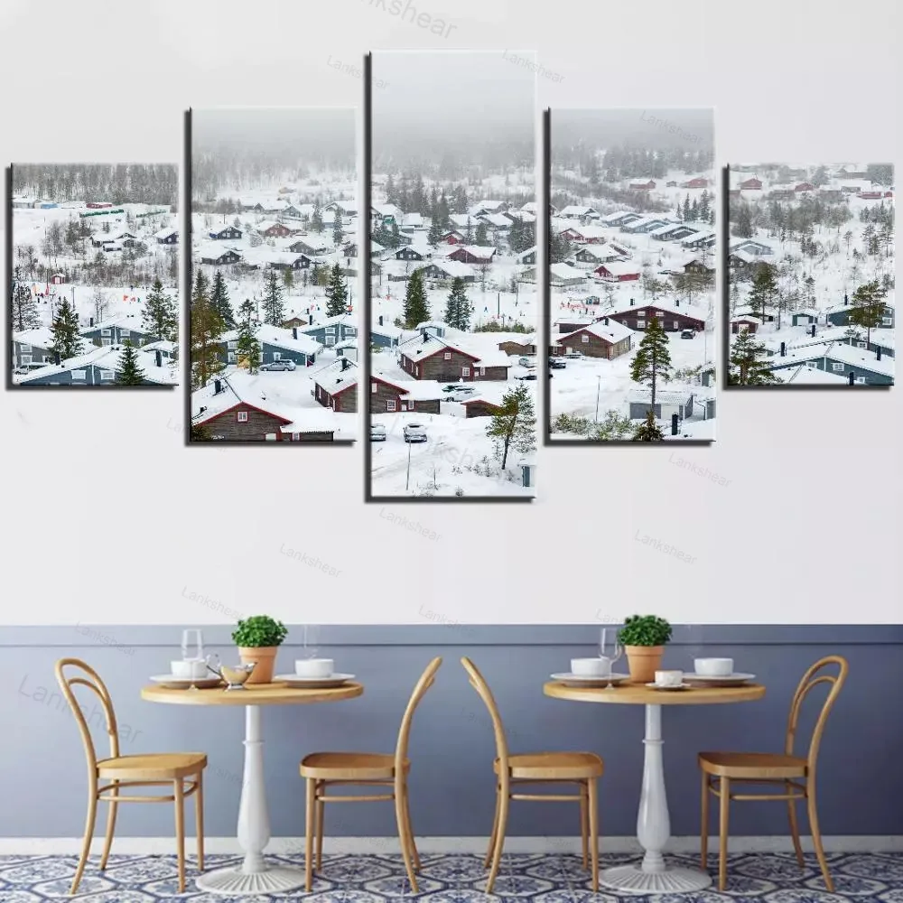 5 Pieces Snow Canvas Painting Winter Season Wallpapers City Village Landscape Posters for Home Room Art Decor Framework Modular
5 Pieces Snow Canvas Painting Winter Season Wallpapers City Village Landscape Posters for Home Room Art Decor Framework Modular