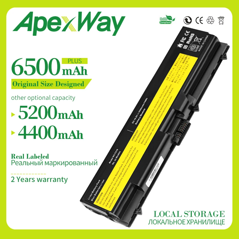 Apexway T520 Battery for Lenovo ThinkPad Edge L410 T420 T410 L420 T510 E40 E50 L512 L412 L421 L510 L520 SL410 SL510 W510 W520
Apexway T520 Battery for Lenovo ThinkPad Edge L410 T420 T410 L420 T510 E40 E50 L512 L412 L421 L510 L520 SL410 SL510 W510 W520
