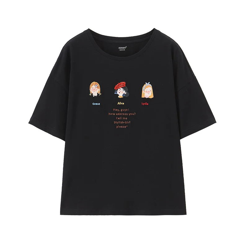 INMAN Funny Pretty Girl T-Shirt Sweet Style Beaded Three Cute Lady Pattern With Letter Embroidery Tops
INMAN Funny Pretty Girl T-Shirt Sweet Style Beaded Three Cute Lady Pattern With Letter Embroidery Tops