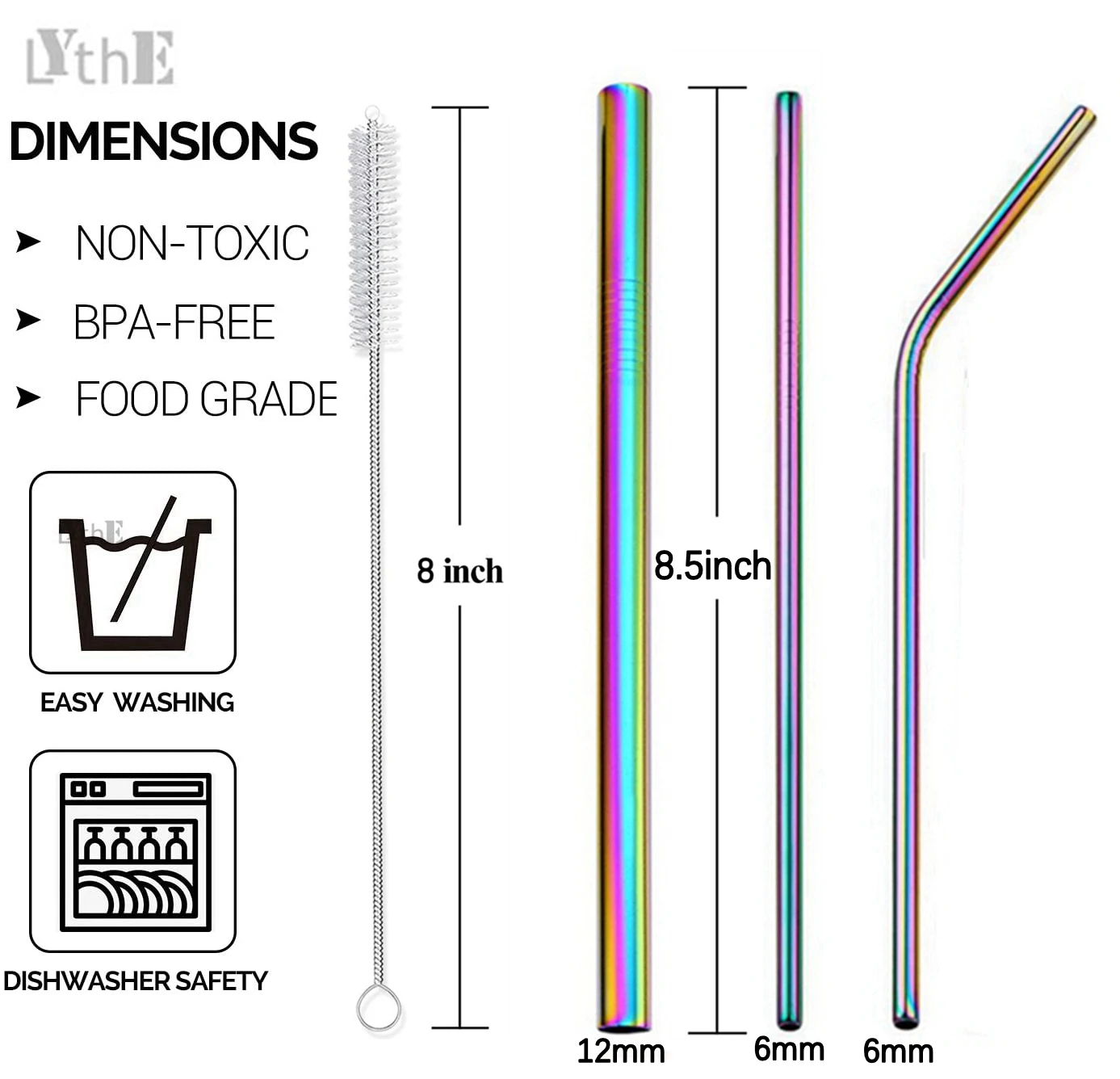 Reusable Metal Drinking Straws 304 Stainless Steel Straw Sturdy Bent Straight Boba Straw with Cleaning Brush Bar Party Accessory
Reusable Metal Drinking Straws 304 Stainless Steel Straw Sturdy Bent Straight Boba Straw with Cleaning Brush Bar Party Accessory