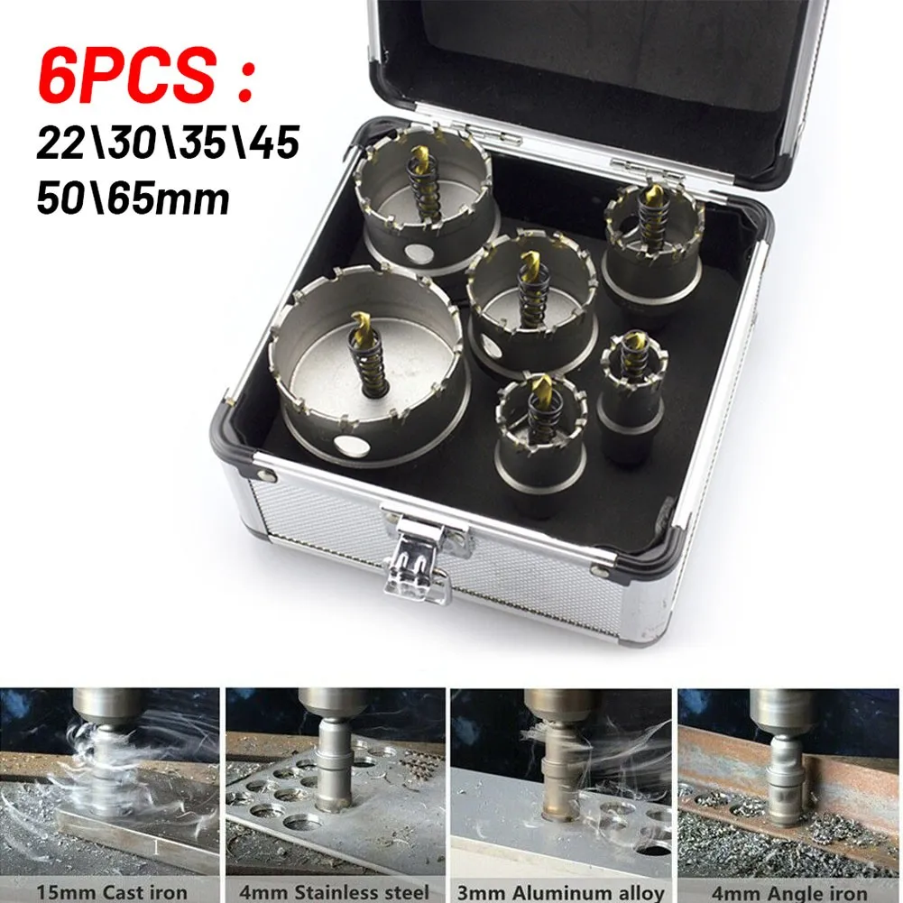 9mm Shank 6Pcs/set Carbide Tip TCT Drill Bit Hole Woodeworking Tool Saw Kit Set 22-65mm + Box For Metal Iron Drill Bit Set
9mm Shank 6Pcs/set Carbide Tip TCT Drill Bit Hole Woodeworking Tool Saw Kit Set 22-65mm + Box For Metal Iron Drill Bit Set