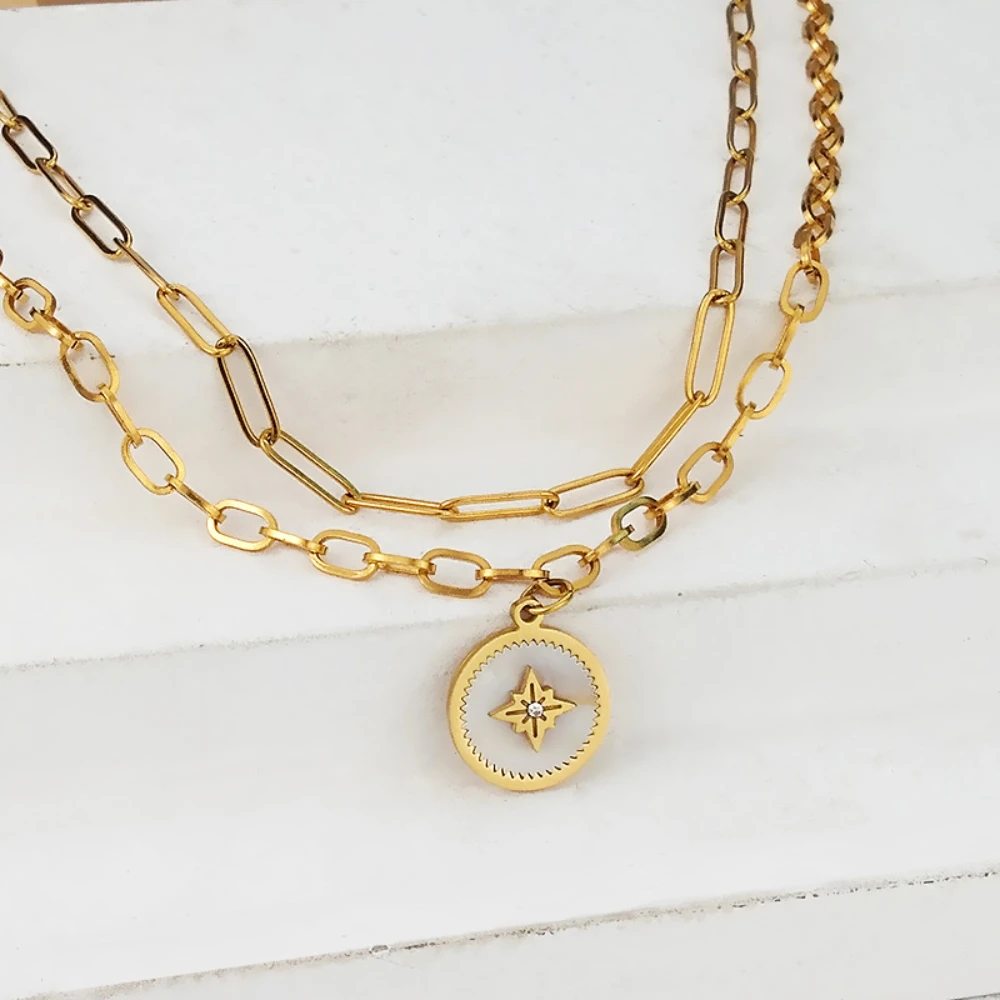 Fashionable New Starburst Titanium Steel Necklace Simple Double Chain Round Pendant Jewelry
Fashionable New Starburst Titanium Steel Necklace Simple Double Chain Round Pendant Jewelry