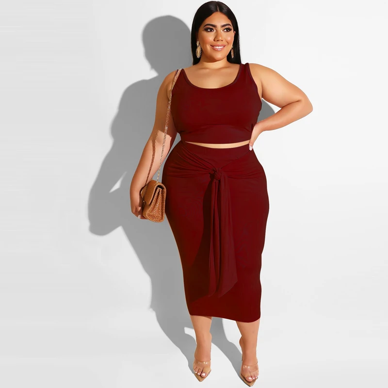 Plus Size 2021 Women's Fashion Short Vest Sexy Waist Strap And Calf Hip Wrap Skirt Two-Piece Commuter Plum-Size Solid Color Set
Plus Size 2021 Women's Fashion Short Vest Sexy Waist Strap And Calf Hip Wrap Skirt Two-Piece Commuter Plum-Size Solid Color Set