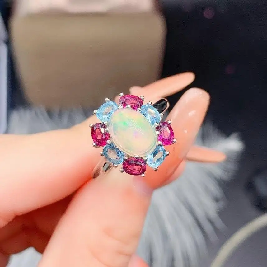 Retro luxurious thick round sun Natural Multicolor opal Ring Natural gemstone ring S925 silver women party gift fine Jewelry
Retro luxurious thick round sun Natural Multicolor opal Ring Natural gemstone ring S925 silver women party gift fine Jewelry