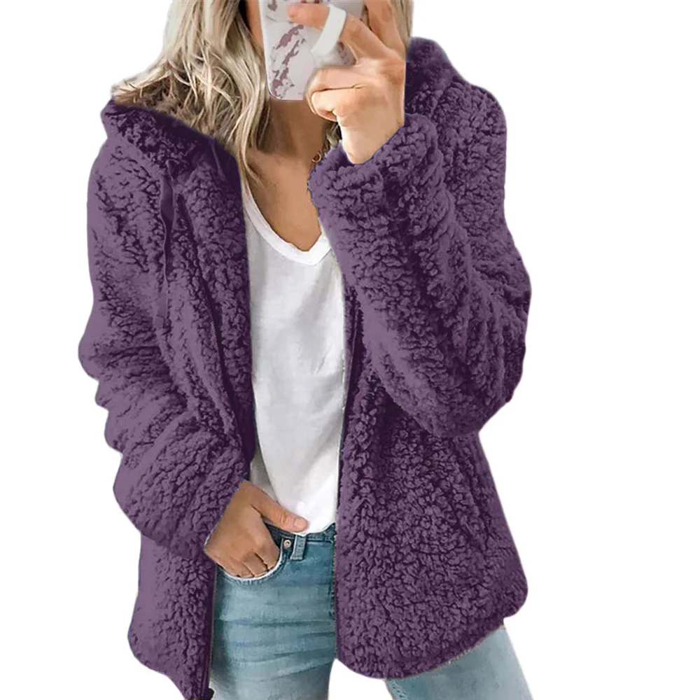 WEPBEL Women's Casual Solid Color Plush Coat Winter Fashion Long Sleeve Zipper Loose Hooded Coat
WEPBEL Women's Casual Solid Color Plush Coat Winter Fashion Long Sleeve Zipper Loose Hooded Coat