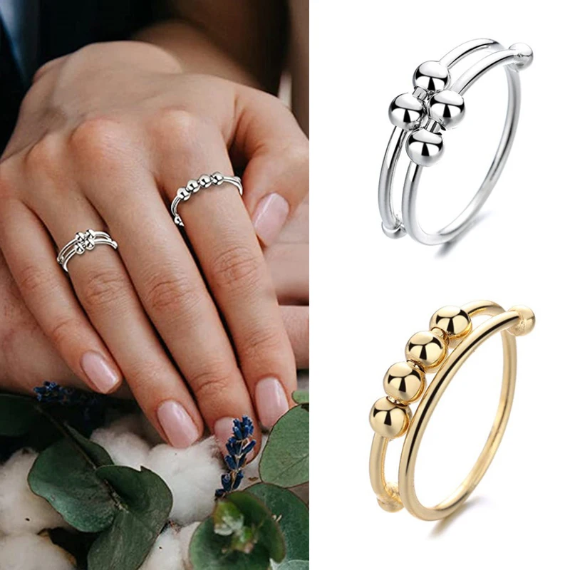 Gold Color Beads Rings for Women Men Rotate Freely Anti Stress Anxiety Ring Single Coil Antistress Spiral Beads Rotate Jewlery
Gold Color Beads Rings for Women Men Rotate Freely Anti Stress Anxiety Ring Single Coil Antistress Spiral Beads Rotate Jewlery
