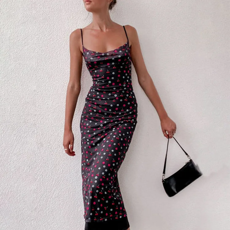 Summer Ladies's Bodycon Midi Dress, Sleeveless Spaghetti Strap Floral Cherry Print Long Dress for Women 2021
Summer Ladies's Bodycon Midi Dress, Sleeveless Spaghetti Strap Floral Cherry Print Long Dress for Women 2021