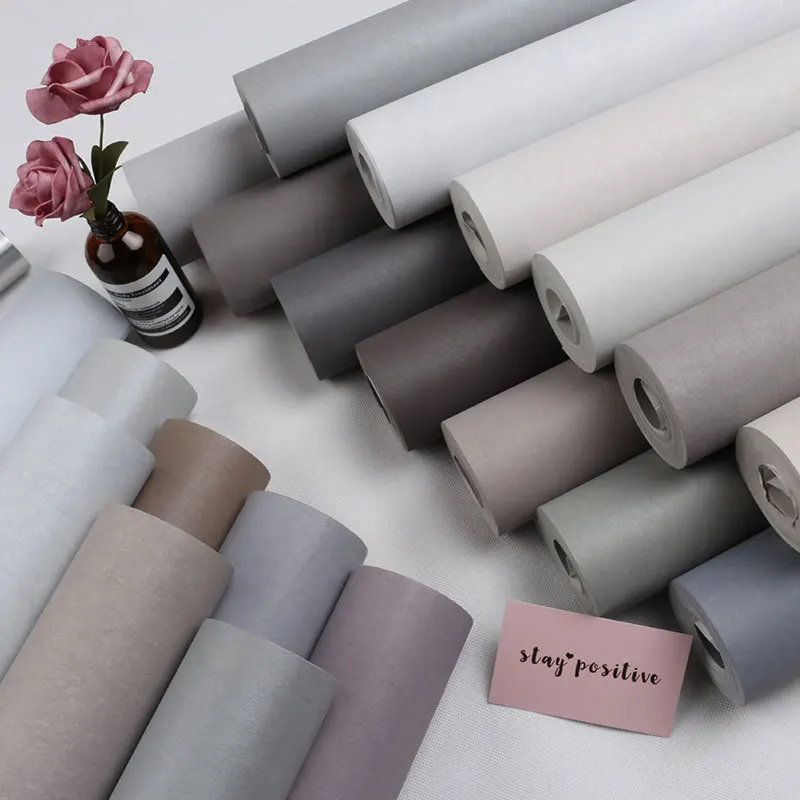 Nordic style gray light color United salon TV ground floor room long fiber plain non woven paper paint
Nordic style gray light color United salon TV ground floor room long fiber plain non woven paper paint