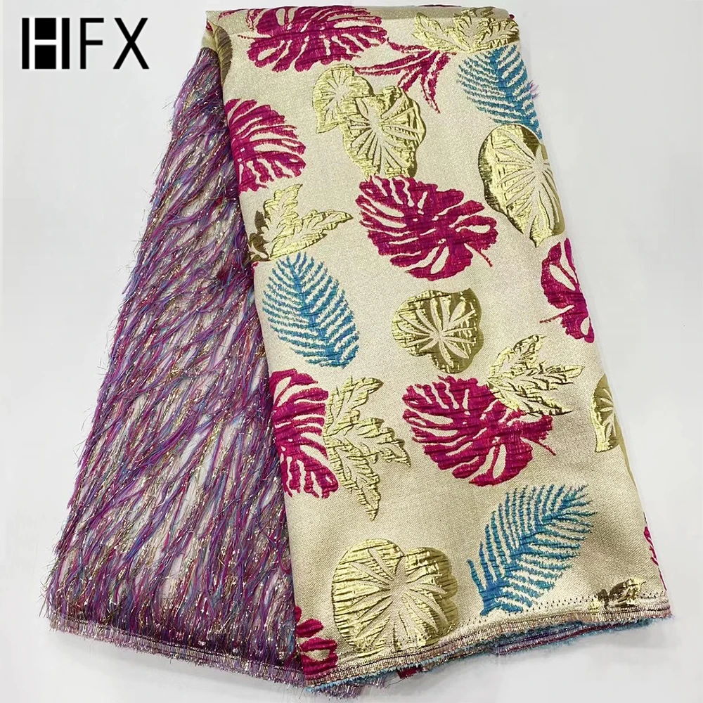 HFX Latest African Brocade Lace Fabric 2021 High Quality Nigerian Lace Fabrics Jacquard Fabric With Feather For Wedding Dress
HFX Latest African Brocade Lace Fabric 2021 High Quality Nigerian Lace Fabrics Jacquard Fabric With Feather For Wedding Dress