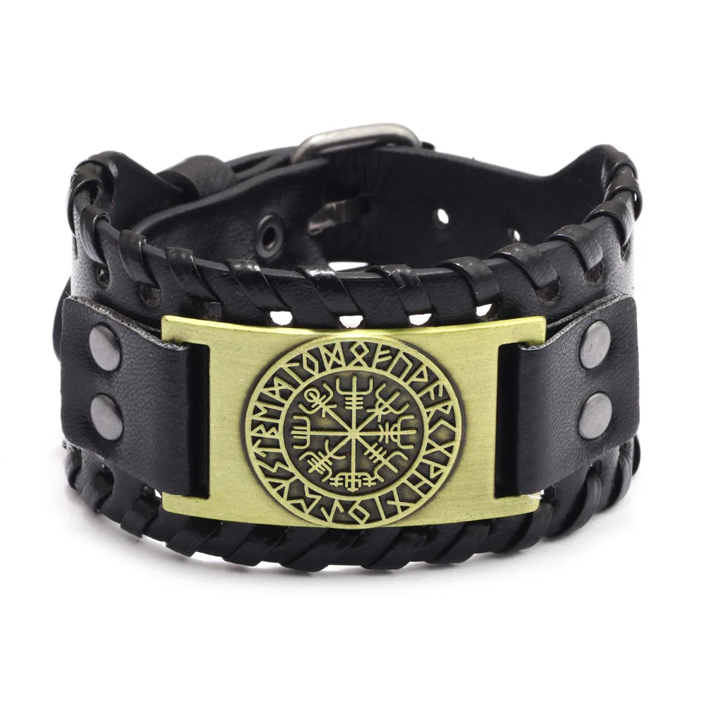 Nordic Viking Designer Alloy Charm Bracelet Male Wide Leather Weave Adjustable Wristband Cuff Bangle Men Punk Jewelry
Nordic Viking Designer Alloy Charm Bracelet Male Wide Leather Weave Adjustable Wristband Cuff Bangle Men Punk Jewelry