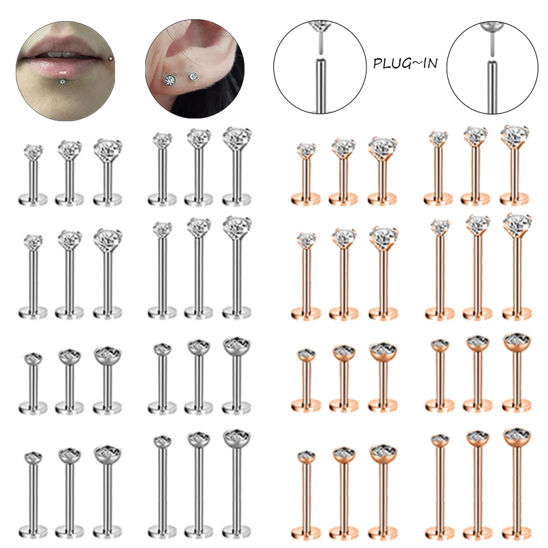 ZS 3PCS/Lot 316L Stainless Steel Lip Labret Piercing 6/8/10/12MM Crystal Lip Ring Plug-in Style Ear Tragus Helix Piercing 16G
ZS 3PCS/Lot 316L Stainless Steel Lip Labret Piercing 6/8/10/12MM Crystal Lip Ring Plug-in Style Ear Tragus Helix Piercing 16G