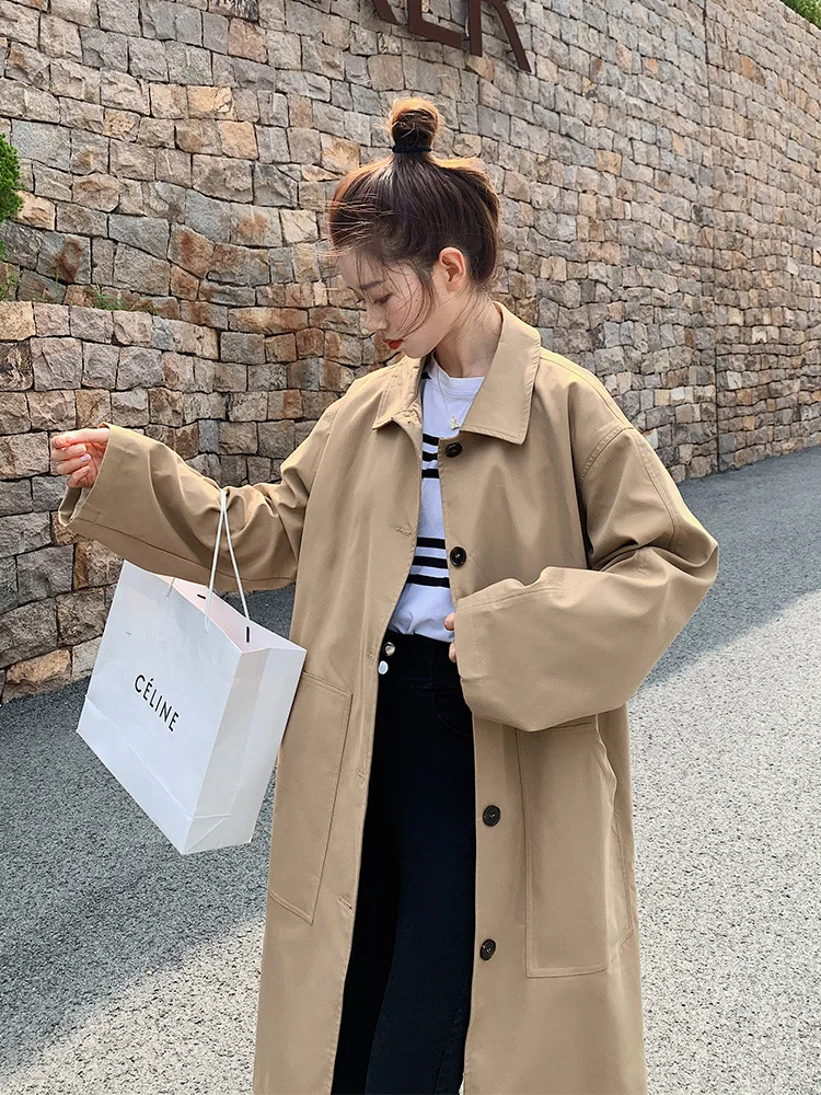 Women's Windbreaker Spring Autumn New Korean Fashion Loose High-quality Single-breasted Lace-up Long-sleeved Feminine Coat M098
Women's Windbreaker Spring Autumn New Korean Fashion Loose High-quality Single-breasted Lace-up Long-sleeved Feminine Coat M098