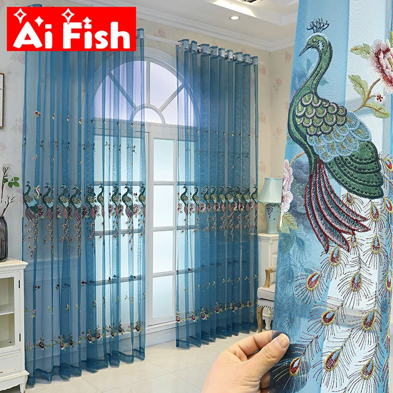 Blue Peacock Embroidery Tulle Curtains for Living Room Europe Luxury Exquisite Sheer Voile Kitchen Glass Door Blinds Drapes #5
Blue Peacock Embroidery Tulle Curtains for Living Room Europe Luxury Exquisite Sheer Voile Kitchen Glass Door Blinds Drapes #5