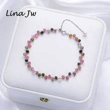 Lina Jw 3MM Natural Stone Black Spinel Bracelet on Hand for Women Jewelry Party /Wedding Luxury Gift Set Handwork