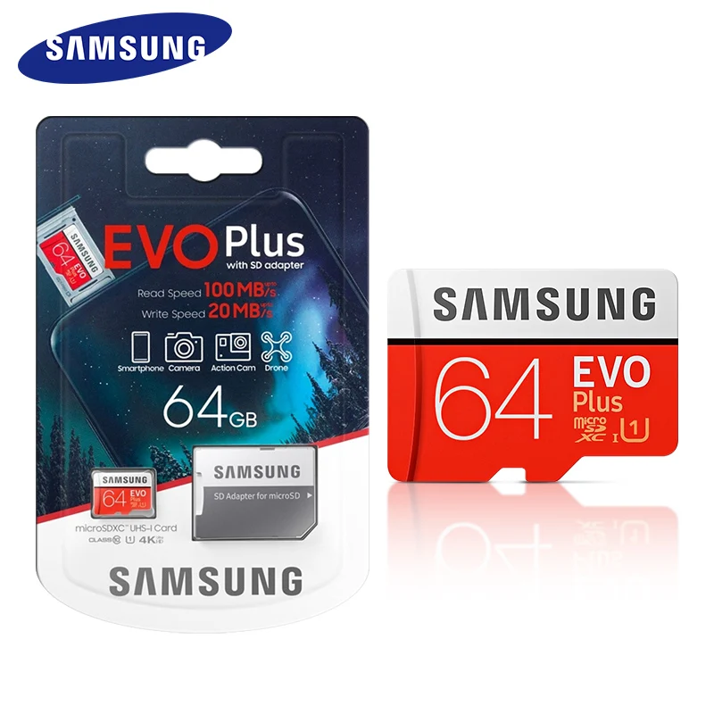 

SAMSUNG EVO Plus Memory card 64gb 128gb 256GB 32GB Class10 UHS-1 100MB Micro SD Cards U3 4k MicroSDXC TF Card for Smartphone