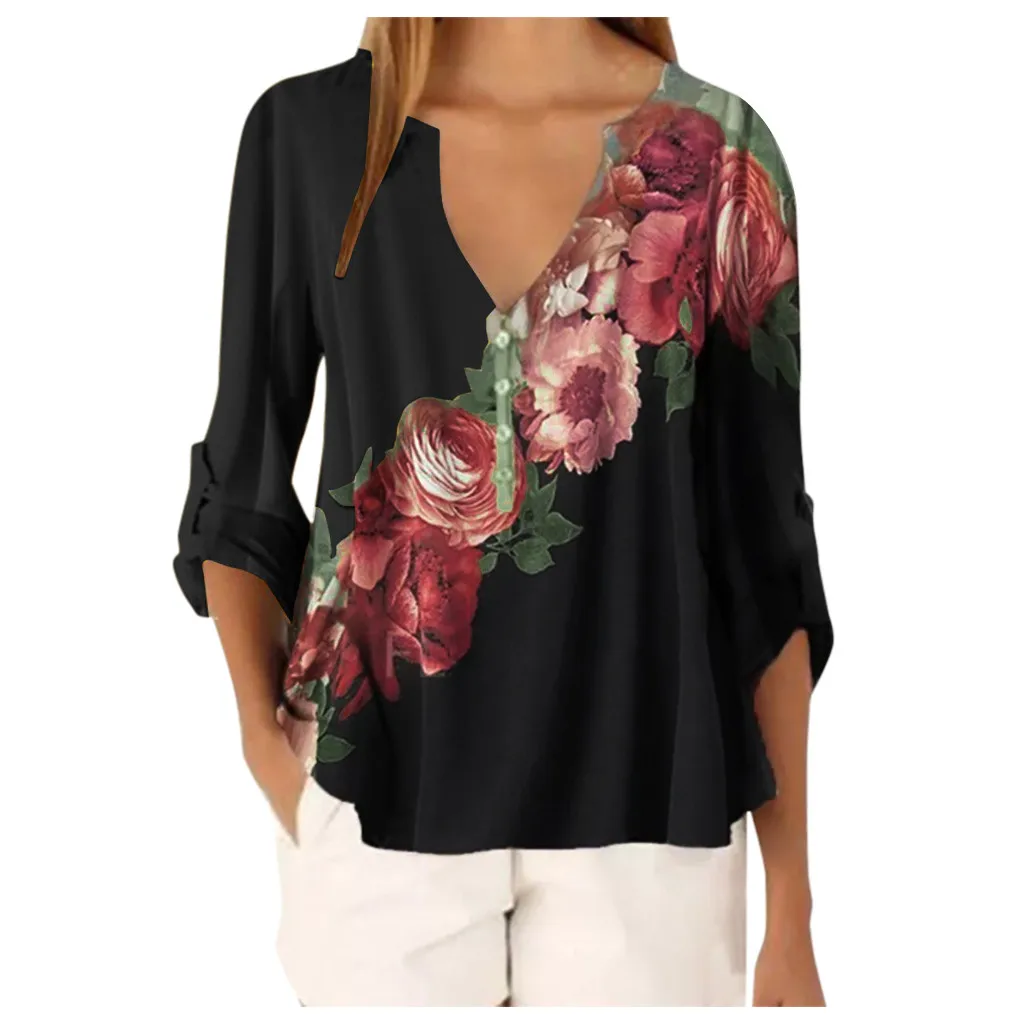 Plus Size Fashion Floral Print Blouse Shirt Loose V-Neck Tops Tee Casual Autumn Ladies Female Women Long Sleeve Blusas Pullover
Plus Size Fashion Floral Print Blouse Shirt Loose V-Neck Tops Tee Casual Autumn Ladies Female Women Long Sleeve Blusas Pullover