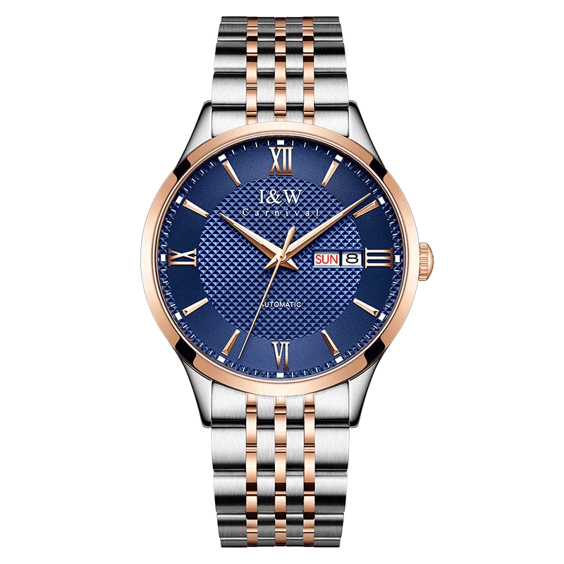 Gold blue Automatic Watch for Men I&W Mechanical Watches Mens 2021 Sapphire Calendar Week Waterproof Japan Movement Reloj Hombre
Gold blue Automatic Watch for Men I&W Mechanical Watches Mens 2021 Sapphire Calendar Week Waterproof Japan Movement Reloj Hombre