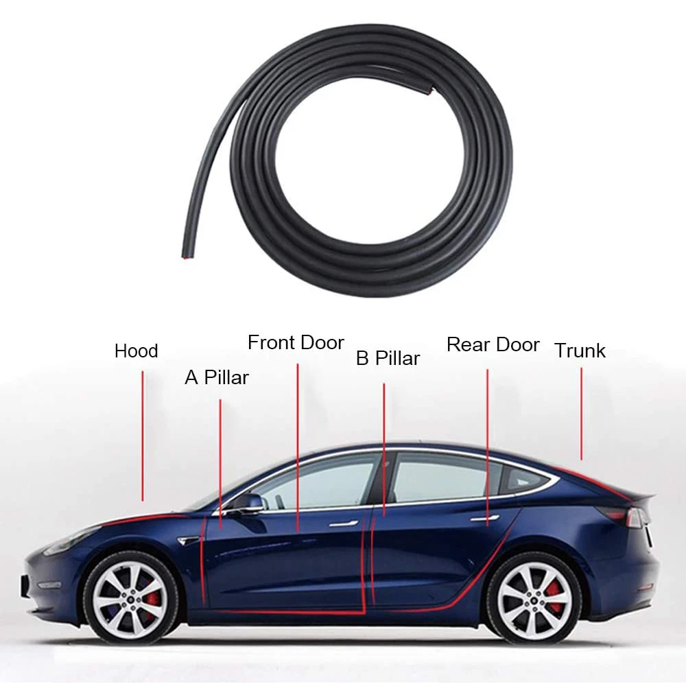 Комплект уплотнений для дверей Tesla Model 3 Y X S звукоизоляционная резиновая