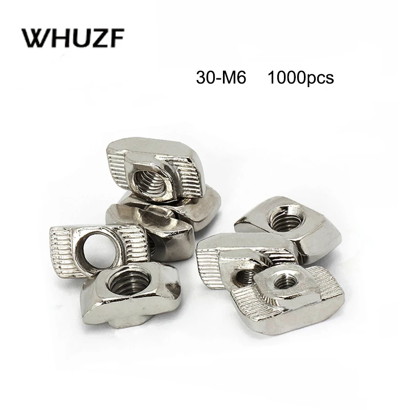 WHUZF 1000Pcs 30-M6 Slot T-nut Sliding T Nut Hammer Drop In Fasten Connector Aluminum Extrusions HW109