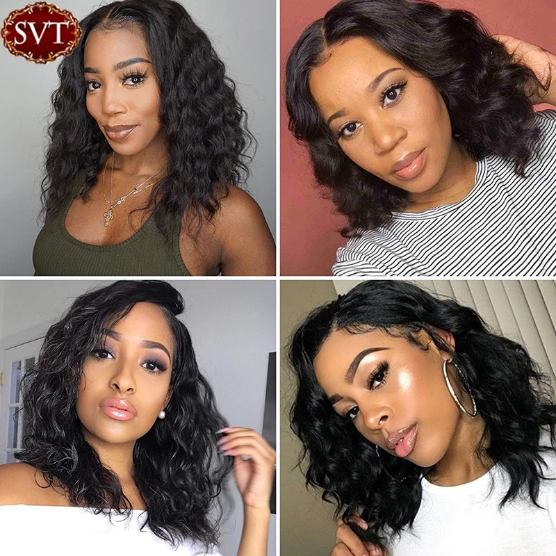 SVT Short Bob Wavy Human Hair Wigs With Bangs Preplucked Loose Deep Wave Bob Lace Wigs For Black Women Full Machine Made Wig 180
SVT Short Bob Wavy Human Hair Wigs With Bangs Preplucked Loose Deep Wave Bob Lace Wigs For Black Women Full Machine Made Wig 180