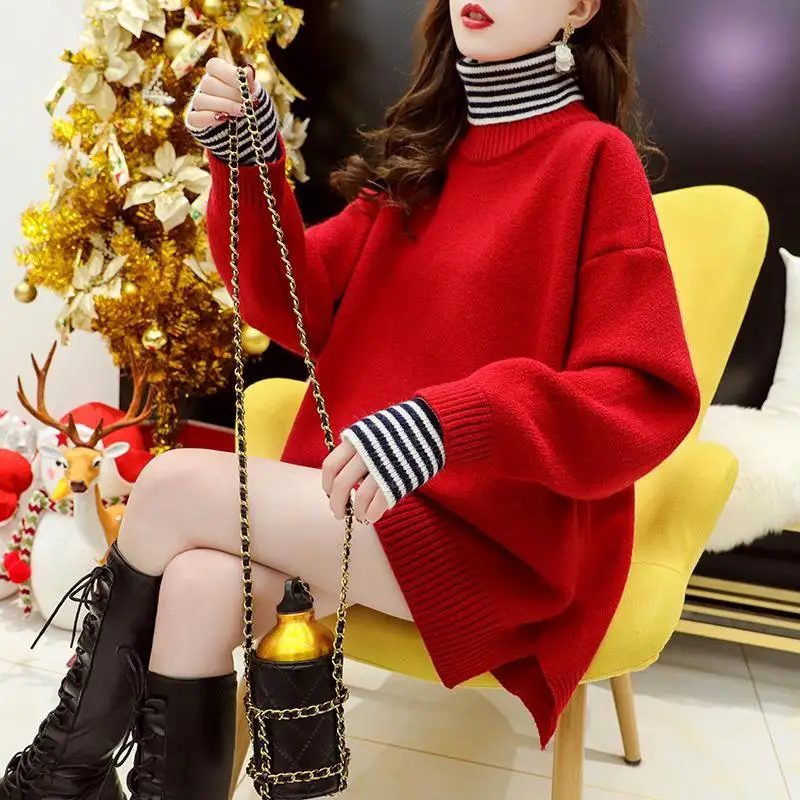 Large size fat mm 100.00kg fake two-piece sweater women loose wear new autumn and winter Joker thick high collar bottoming shirt
Large size fat mm 100.00kg fake two-piece sweater women loose wear new autumn and winter Joker thick high collar bottoming shirt