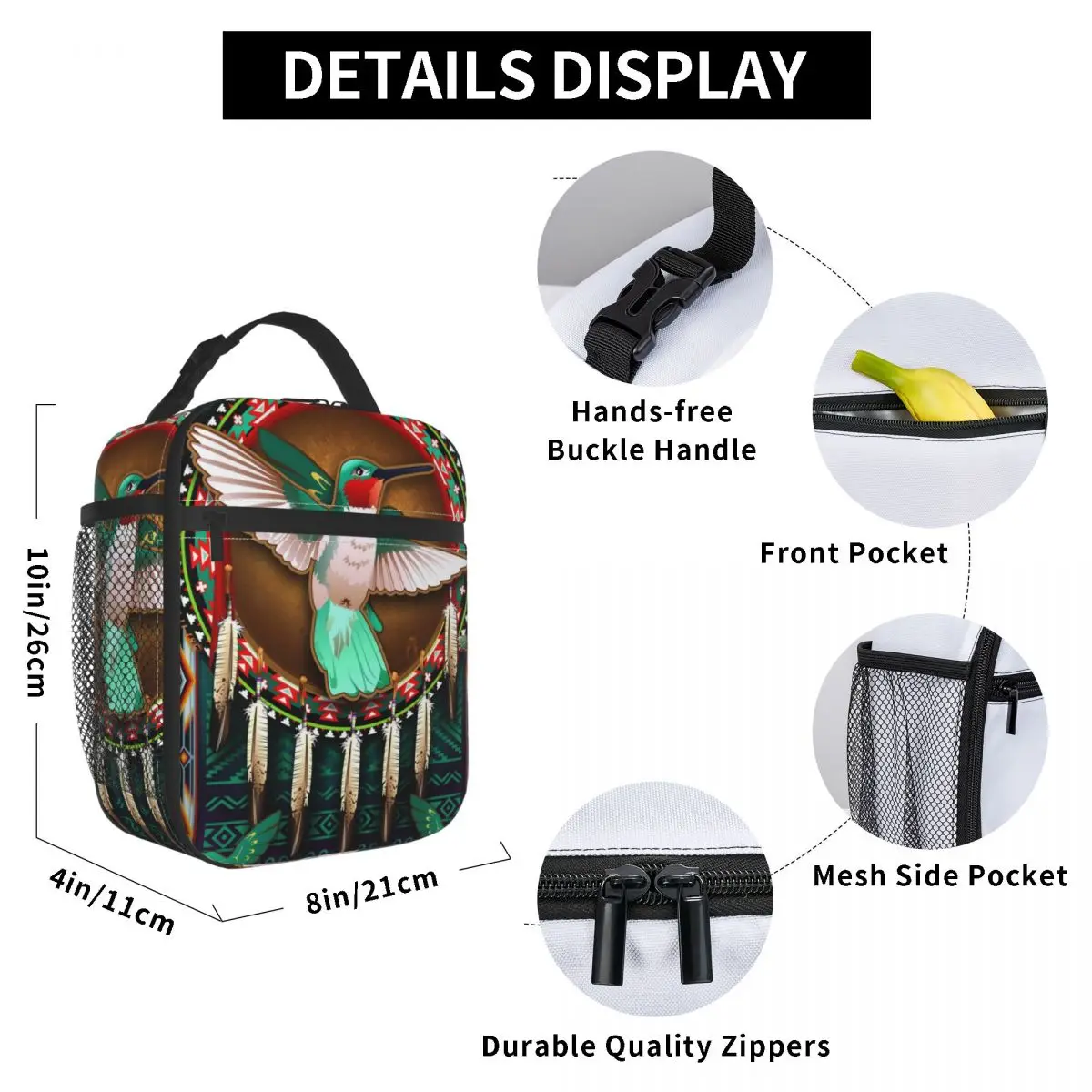 Native American Hummingbird Lunch Bag for Women Men Large Insulated Lunch Box with Water Bottle Holder and Pockets
Native American Hummingbird Lunch Bag for Women Men Large Insulated Lunch Box with Water Bottle Holder and Pockets