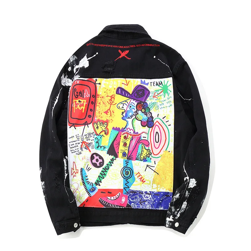 LOVZON Graffiti Illustration Appliques Hip Hop Jean Jacket Men Art Gone Mad Turn Down Collar Denim Jackets Men Streetwear Jacket
LOVZON Graffiti Illustration Appliques Hip Hop Jean Jacket Men Art Gone Mad Turn Down Collar Denim Jackets Men Streetwear Jacket