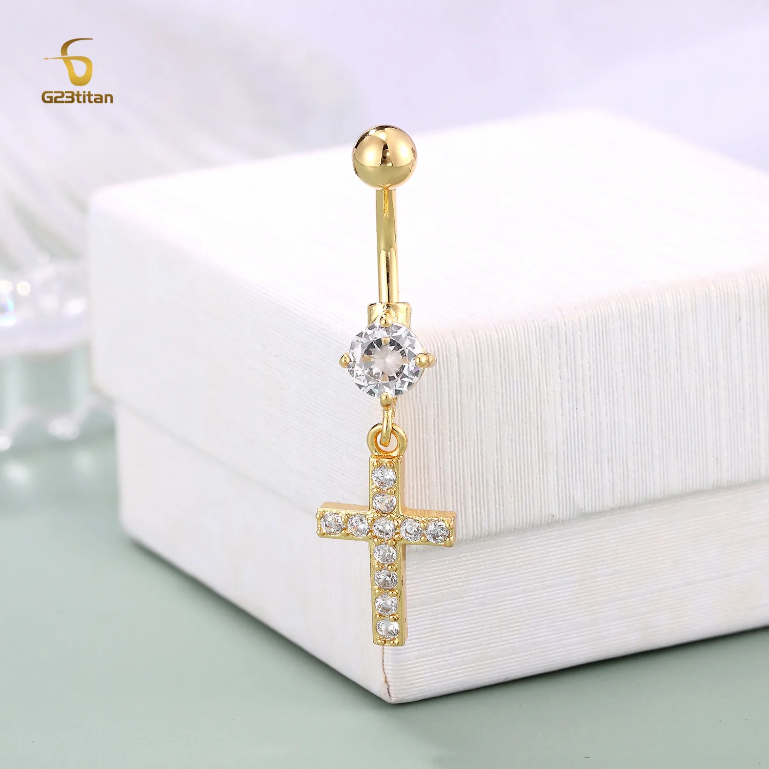 G23Titan Christian Cross Crystal Pendant Belly Button Ring Surgical Steel Belly Button Piercing Sexy Women's Beach Jewelry
G23Titan Christian Cross Crystal Pendant Belly Button Ring Surgical Steel Belly Button Piercing Sexy Women's Beach Jewelry