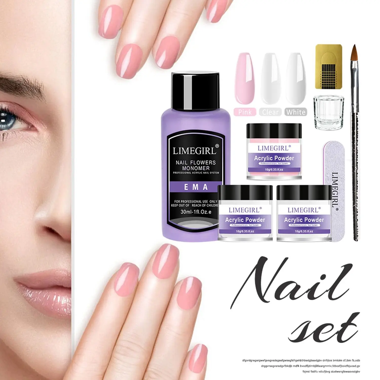 Women Fashion Nail File Nail Form 3Colors Monomer Set Nail Acrylic Powder With Nail Brush Carving
Women Fashion Nail File Nail Form 3Colors Monomer Set Nail Acrylic Powder With Nail Brush Carving