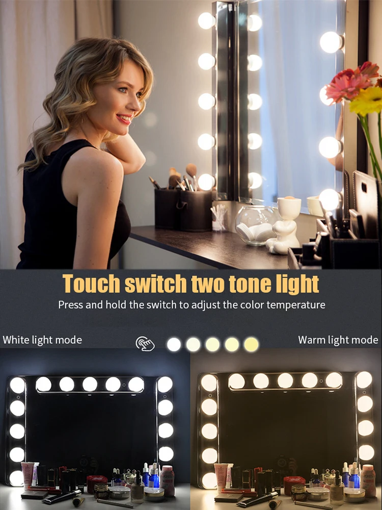 LEDGLE Wall Lamp LED Makeup Mirror Light Vanity Led Bulbs Hollywood Led Lamp Touch 3 Modes Colors Cosmetic Light Dressing Table
LEDGLE Wall Lamp LED Makeup Mirror Light Vanity Led Bulbs Hollywood Led Lamp Touch 3 Modes Colors Cosmetic Light Dressing Table