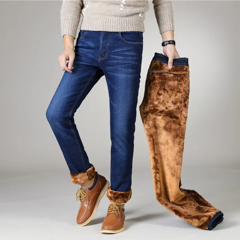 Winter Thermal Warm Flannel Stretch Jeans Mens Winter Quality Famous Brand Fleece Pants Men Straight Flocking Trousers Jean Male
Winter Thermal Warm Flannel Stretch Jeans Mens Winter Quality Famous Brand Fleece Pants Men Straight Flocking Trousers Jean Male