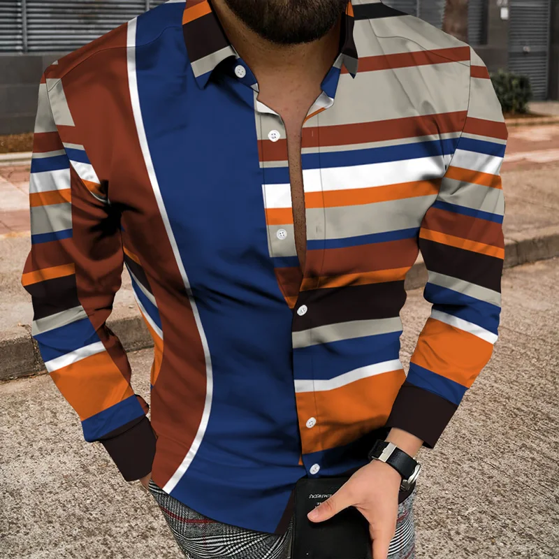 Fashion Striped Printed Patchwork Long Sleeve Shirts Men 2021 Autumn Casual Turn-down Collar Buttoned Cardigan Tops Streetwear
Fashion Striped Printed Patchwork Long Sleeve Shirts Men 2021 Autumn Casual Turn-down Collar Buttoned Cardigan Tops Streetwear