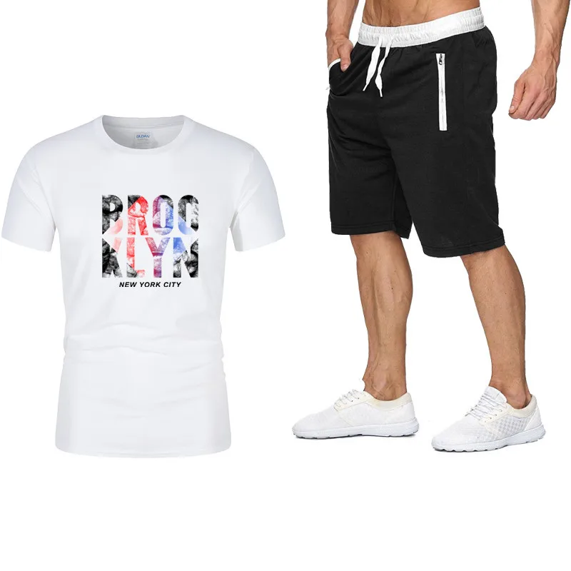 Short-sleeved Suit Men's Tide Brand Round Neck T-shirt Men's Fashion New Summer Cotton Printed Sports Casual Slim Shorts
Short-sleeved Suit Men's Tide Brand Round Neck T-shirt Men's Fashion New Summer Cotton Printed Sports Casual Slim Shorts