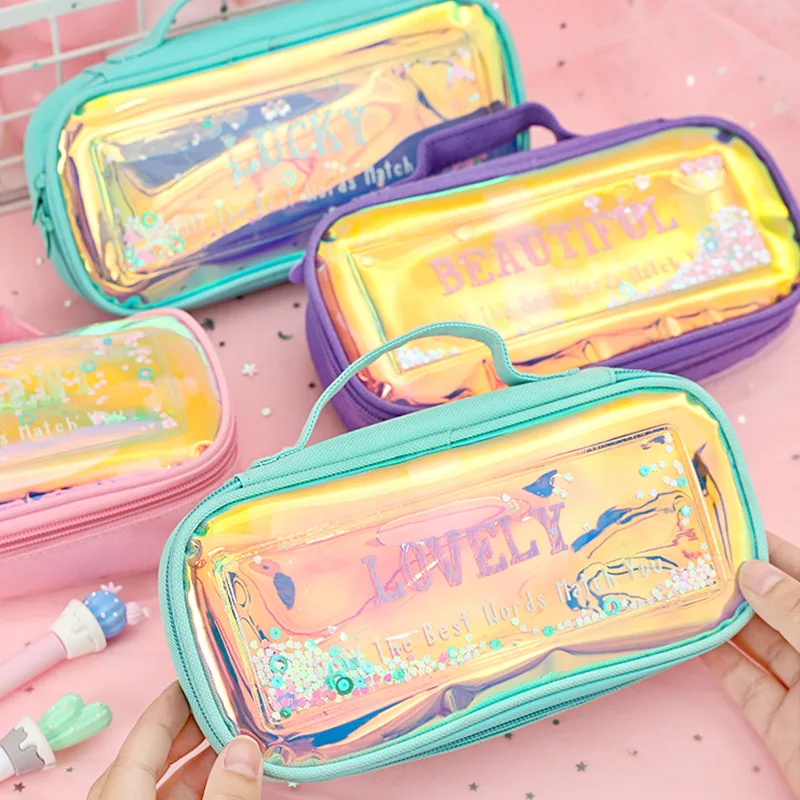 2020 New Kawaii Laser Pencil Bag Large Capacity Pencil Pouch Pink Pen Case with Zipper For Student School Supplies Stationery
2020 New Kawaii Laser Pencil Bag Large Capacity Pencil Pouch Pink Pen Case with Zipper For Student School Supplies Stationery