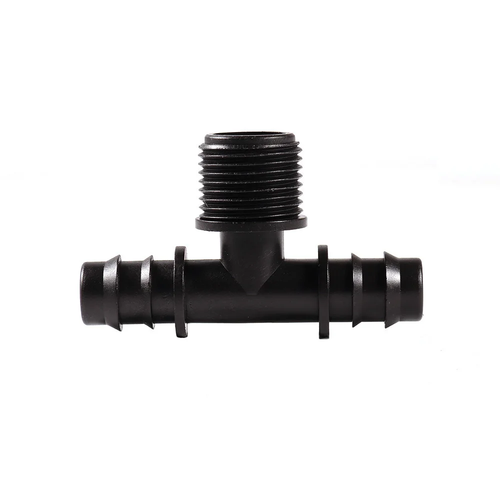 

DN16 Male Tee Connectors Drip Irrigation Water Pipe Garden Irrigation Change Into 1/2 inch Connectors 10pcs-pack