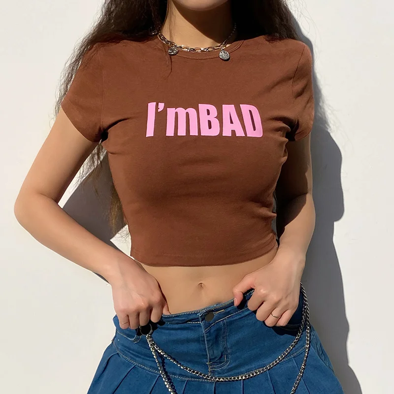 ZOVSV Letter Print Brown Short Sleeve Cropped Tshirt Women Casual Summer Y2K Basic T-shirt Streetwear Fashion Tee Shirts
ZOVSV Letter Print Brown Short Sleeve Cropped Tshirt Women Casual Summer Y2K Basic T-shirt Streetwear Fashion Tee Shirts