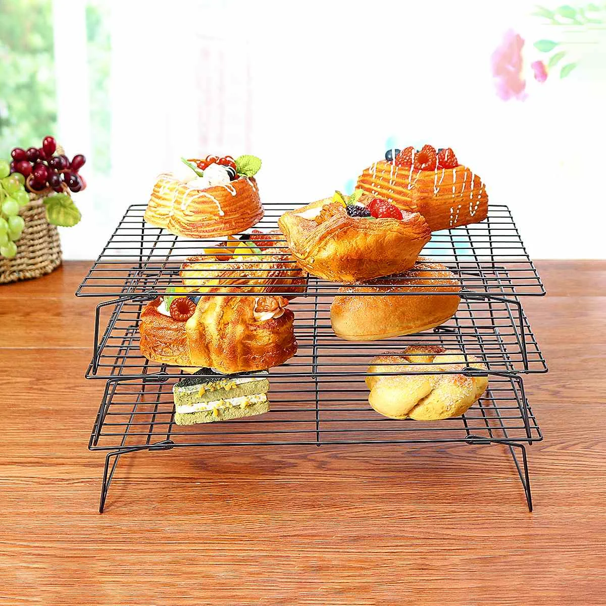 3 Tier Baking Cooling Rack Stainless Steel Nonstick Cooling Rack Folding Grid Baking Tray Biscuit Cookie Bread Cake Baking Tool
3 Tier Baking Cooling Rack Stainless Steel Nonstick Cooling Rack Folding Grid Baking Tray Biscuit Cookie Bread Cake Baking Tool
