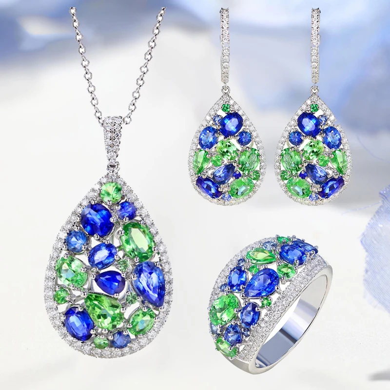 Delicate Pear Shape Jewelry Set Inlay Shine Cut AAA Zircon Charm Pendant Necklace Piercing Earrings Women Wedding Eternal Ring
Delicate Pear Shape Jewelry Set Inlay Shine Cut AAA Zircon Charm Pendant Necklace Piercing Earrings Women Wedding Eternal Ring