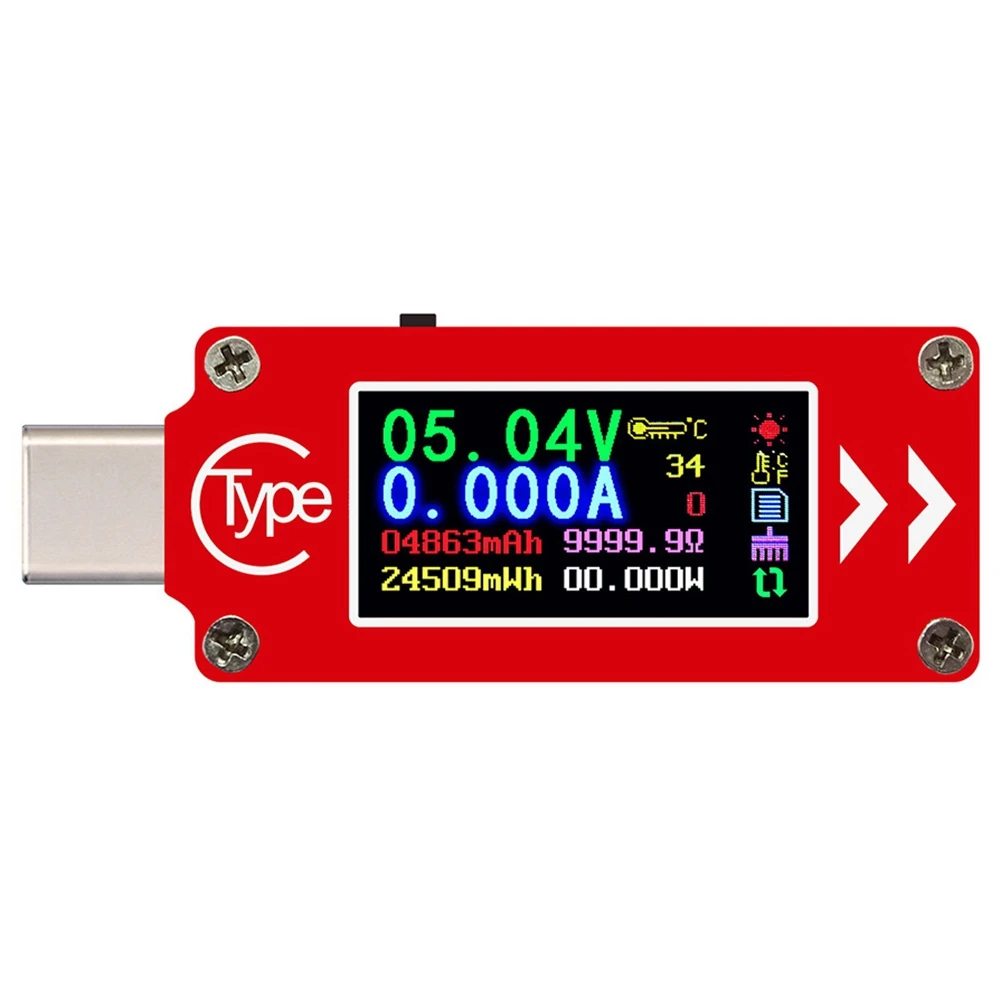 

Мультиметр TC64 Type-C, вольтметр-амперметр с цветным ЖК-дисплеем, USB-тестер для измерения напряжения и силы тока, для внешних аккумуляторов