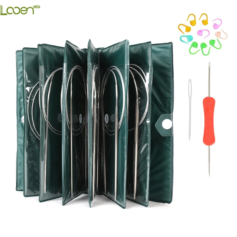 11PCS Stainless Steel Circular Knitting Needles Set Crochet Hook Weave Craft Tools With Bag Sewing Needle Kits 43/65/80cm Length
11PCS Stainless Steel Circular Knitting Needles Set Crochet Hook Weave Craft Tools With Bag Sewing Needle Kits 43/65/80cm Length