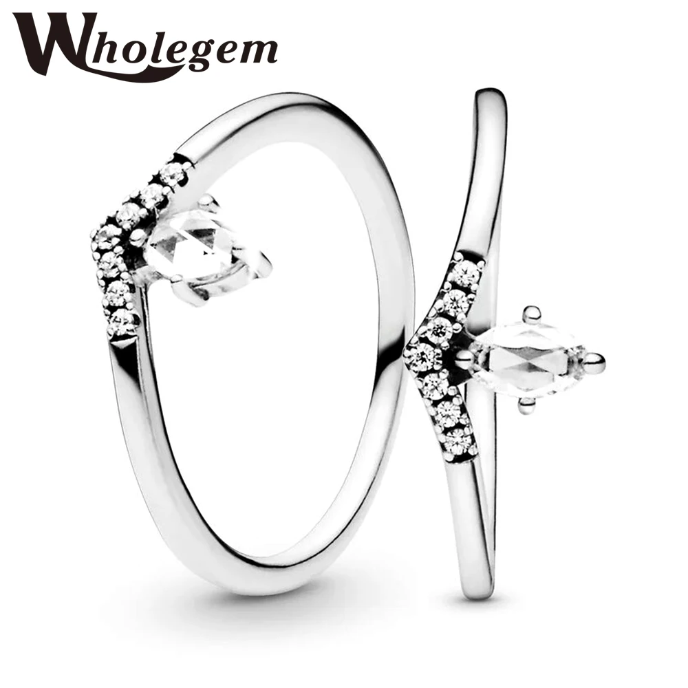 WHOLEGEM Trendy Classic Wishbone Sparkling Zircon Rings Clear CZ Women Wedding Band Engagement Statement Finger Jewelry
WHOLEGEM Trendy Classic Wishbone Sparkling Zircon Rings Clear CZ Women Wedding Band Engagement Statement Finger Jewelry