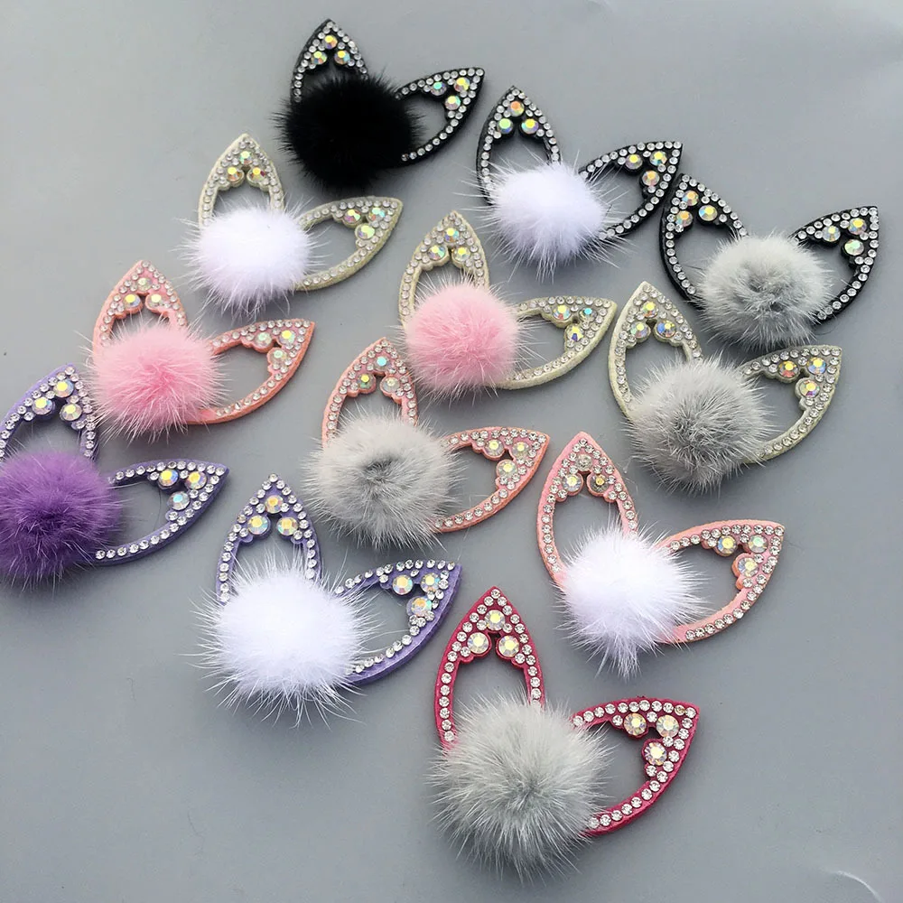 4Pcs Rhinestone Crystal Rabbit Ears with Mink Fur Ball Padded Patches Stick-on Shoes Garment Bags Hair Clips Accessories
4Pcs Rhinestone Crystal Rabbit Ears with Mink Fur Ball Padded Patches Stick-on Shoes Garment Bags Hair Clips Accessories