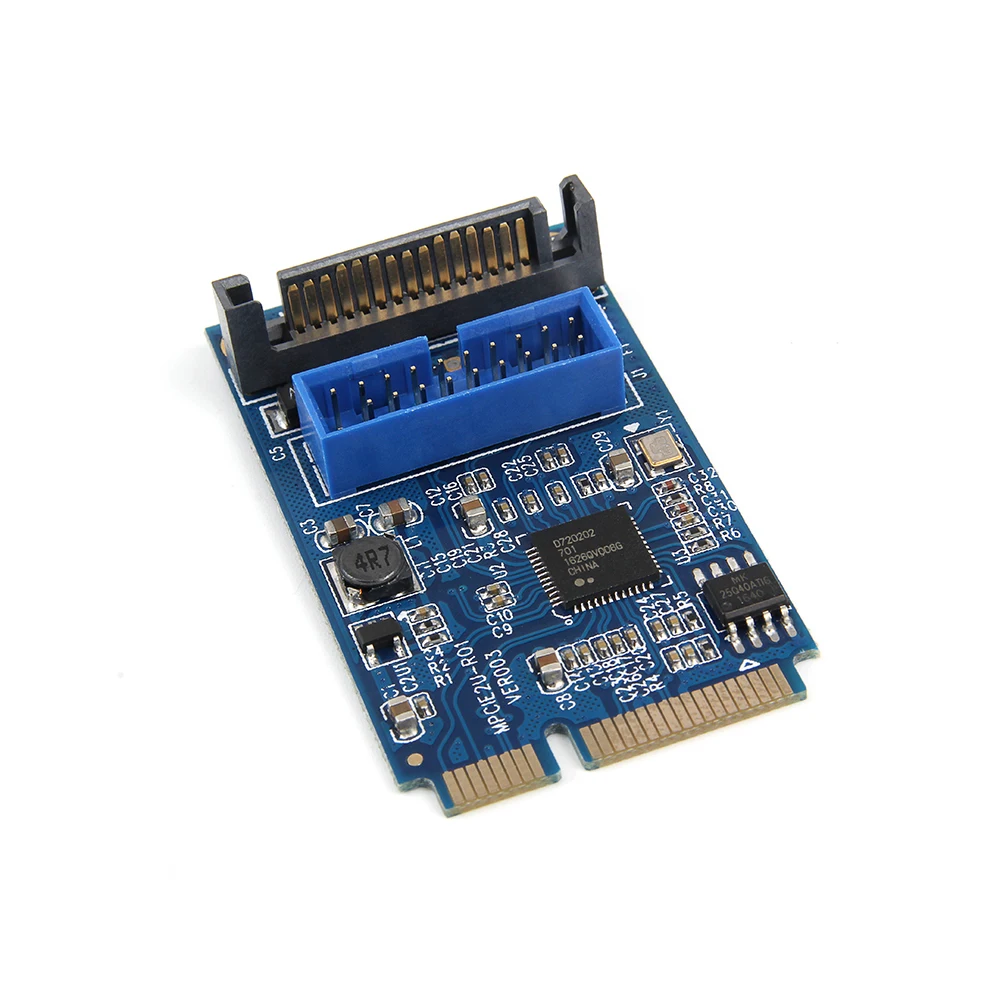 Mini PCI-E to 19-pin USB 3.0 5Gbps Dual SATA USB3.0 Mini Expansion Card Adapter
Mini PCI-E to 19-pin USB 3.0 5Gbps Dual SATA USB3.0 Mini Expansion Card Adapter