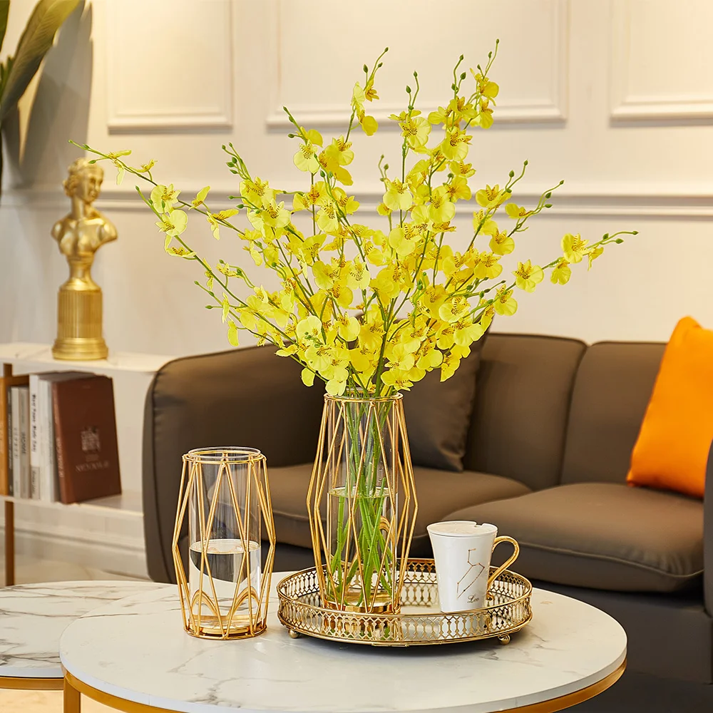 Creative Nordic metal iron geometric glass Gold vase Living room decoration Flower arrangement Modern home decoration vases desk
Creative Nordic metal iron geometric glass Gold vase Living room decoration Flower arrangement Modern home decoration vases desk