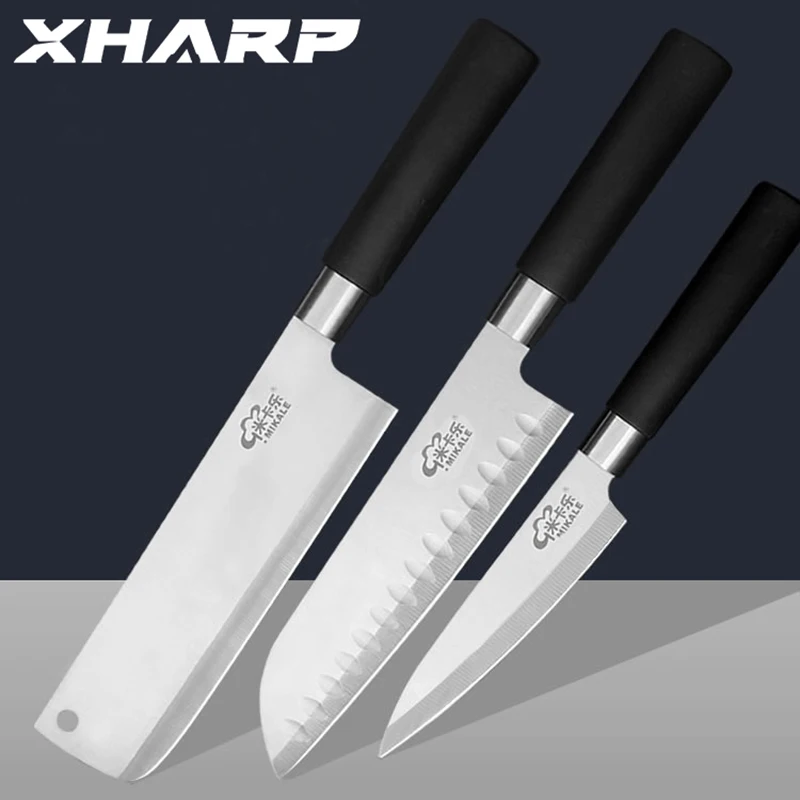 3 шт набор кухонных ножей Santoku Nakiri Многофункциональный кухонный нож прочный