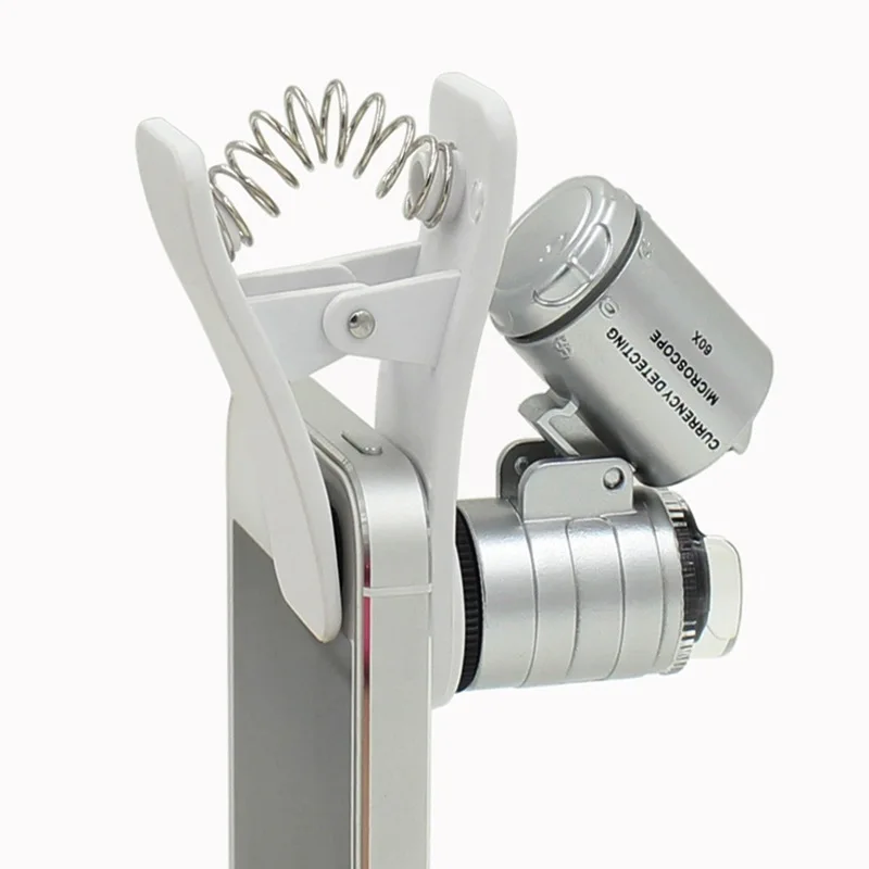Mobile Phone Clip 60 Times Universal Portable Magnifying Glass ABS Plastic Optical lens Microscope
Mobile Phone Clip 60 Times Universal Portable Magnifying Glass ABS Plastic Optical lens Microscope
